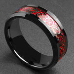 Black Dragon Inlay Comfort Fit Stainless steel Rings