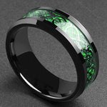 Black Dragon Inlay Comfort Fit Stainless steel Rings