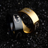 Black Superhero Batman Symbol Titanium Rings