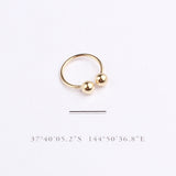 Adjustable Gold & Silver Color Geometric Double Ball Rings