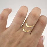 Boho Double Lines V Chevron Rings