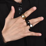 Jiayiqi 2019 New Men Rings Retro Geometric Style Punk Rings Male Jewelry Unisex Silver Black Gold Ring