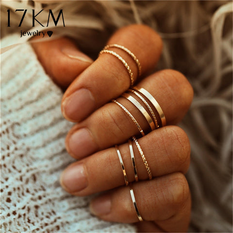 17KM Vintage Gold Color Knuckle Rings